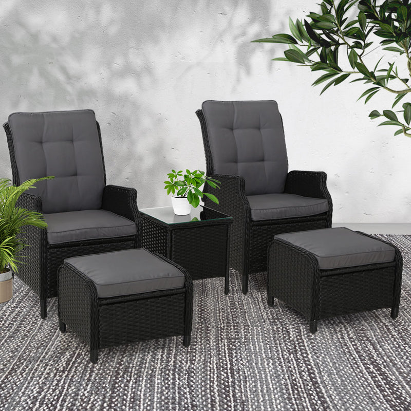 outdoor rattan chair with ottoman