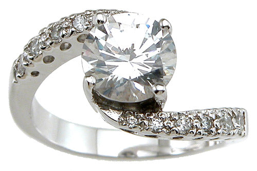 925 Sterling Silver Rhodium Finish CZ 