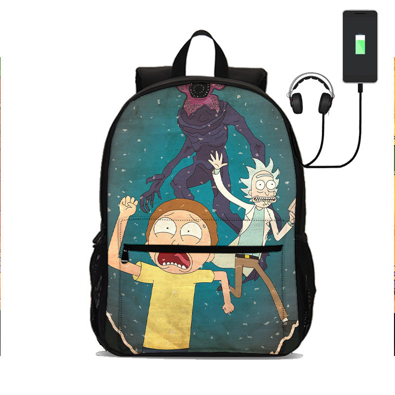 Rick and Morty School Backpack Kids Bookbag Laptop Bag 18 in - younghoodie