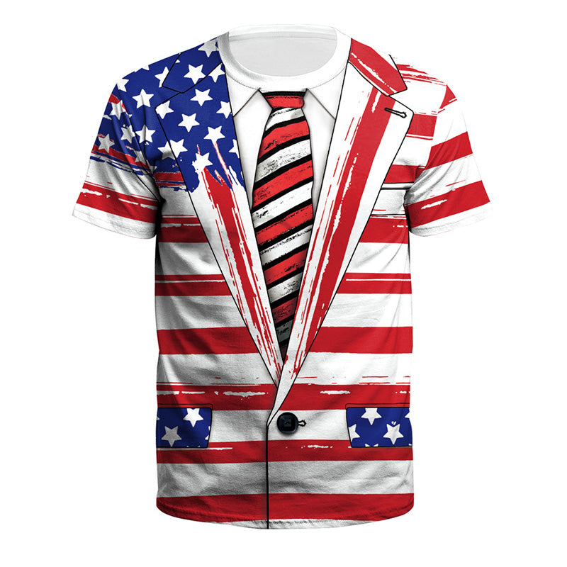 Funny Men's American Flag Tuxedo T-Shirt Patriotic Aloha T-Shirts for ...