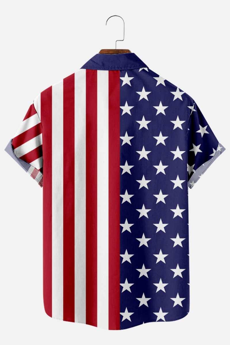 Men's American Flag Button Down Shirts Casual Short Sleeve Patriotic ...