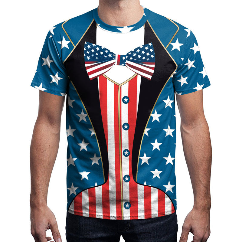 Mens American Flag Tuxedo T-Shirt USA Patriotic Hawaiian T-Shirt ...