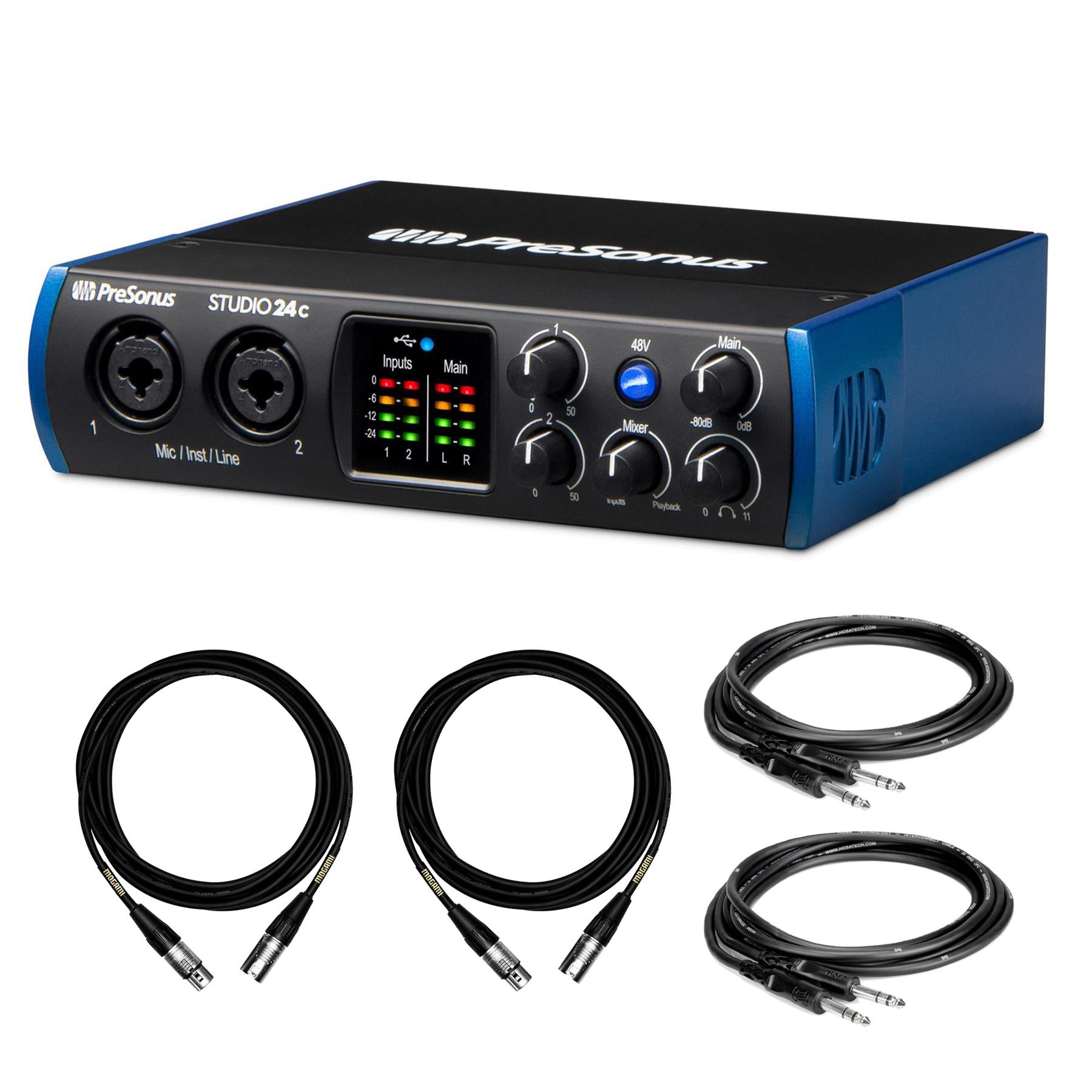 PreSonus Studio 24C USB-C Audio Interface Bundle with Samson SR350