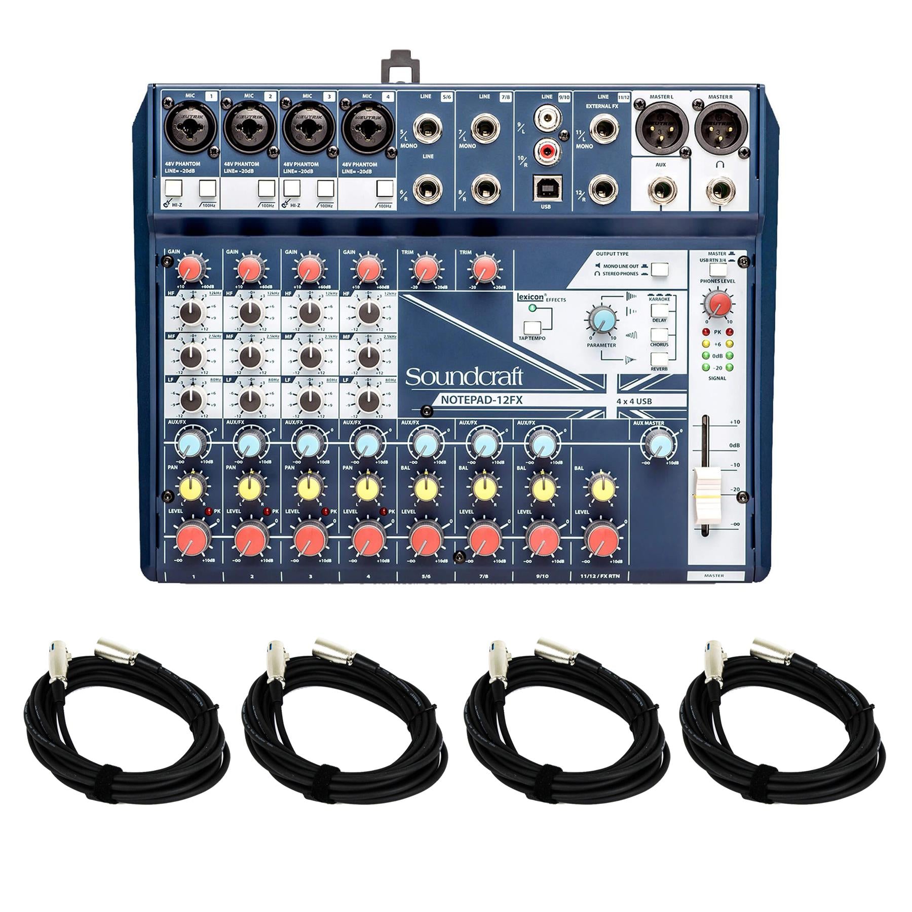 Soundcraft Notepad 12FX Mixer w/ Mogami TRS 1/4