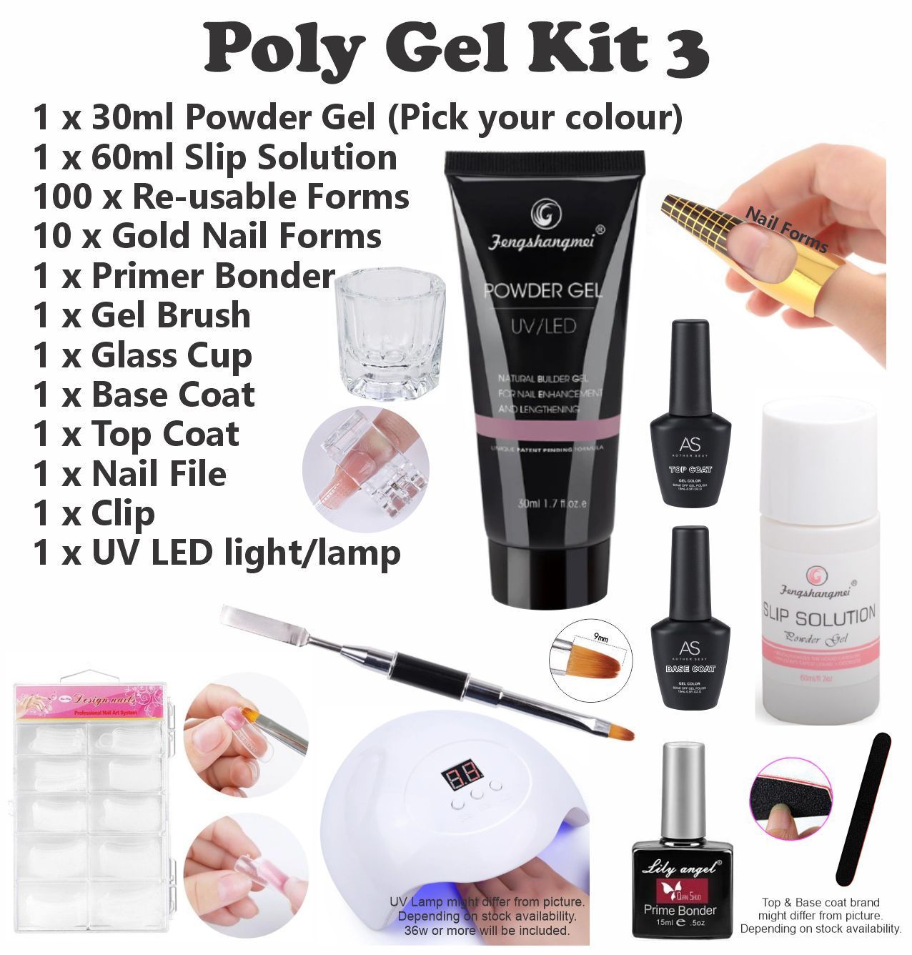 polygel nail kit with led light