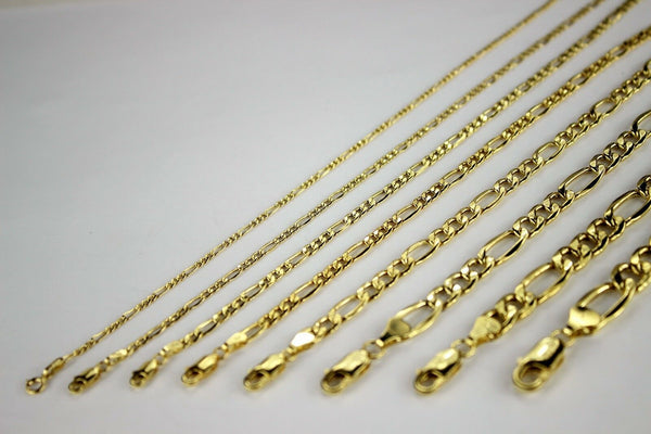 10k Yellow Gold Hollow Figaro Bracelet Chain, 3.5mm, 8.5 