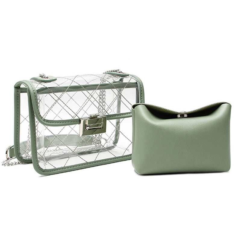 EG074 China factory wholesale women pvc clear bag green jelly handbags – EAST LEATHER