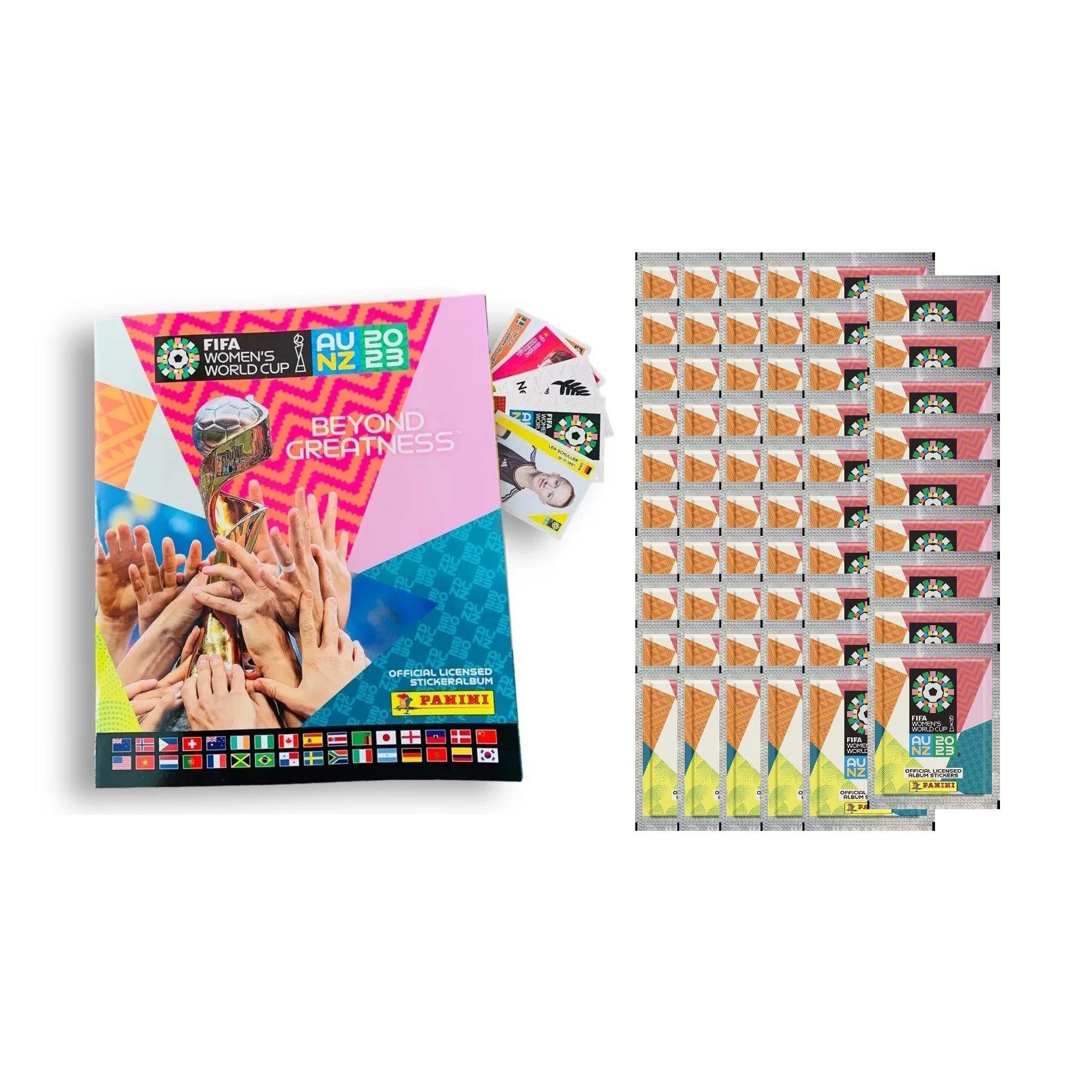 2023 Panini Women's FIFA World Cup Stickers - Bundle 2 (100 Packs & Mega Starter Pack) (Album + 551 Stickers)