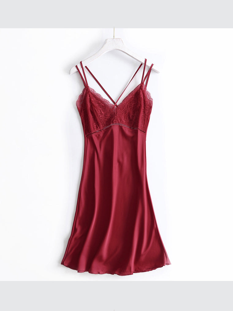 Lace Trim Slip Sleep Dress