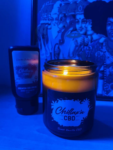 CBD candle and CBD lotion