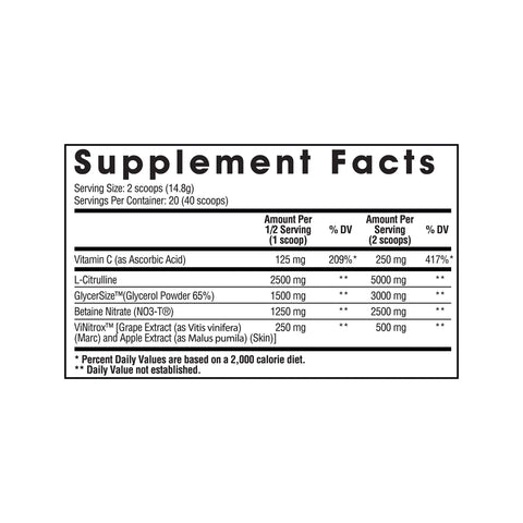 Supplements Central Arms Race Nutrition Daily Pump Nutritional Information