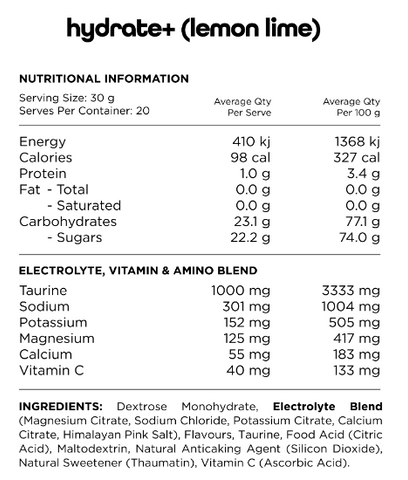 Switch Nutrition Hydrate Plus Electrolyte Carbohydate Hydration