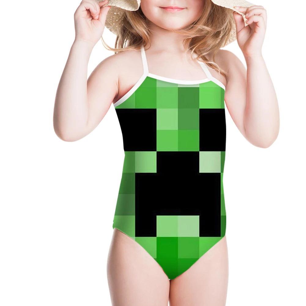 Kids Minecraft Creeper One Piece Swimsuit Xocostume - roblox girl swimsuit