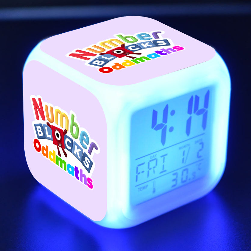 Numberblocks Digital Alarm Clock 7 Color Changing Night Light Touch Co