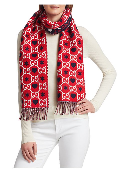 Gucci GG Hearts Scarf in Red – 