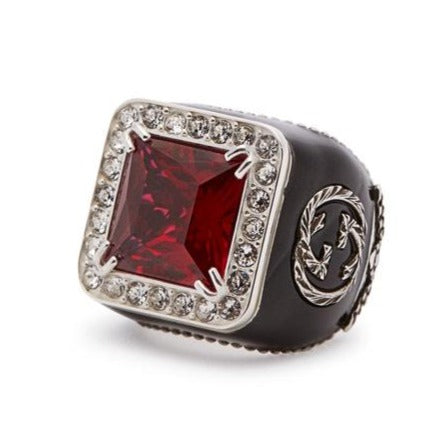 Gucci GG Crystal-embellished Signet Ring in Red – 