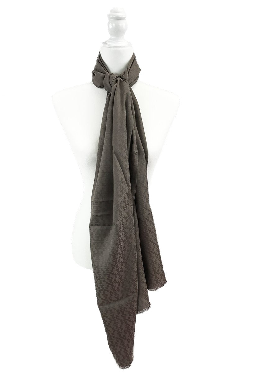 Tory Burch Mosaic Logo Jacquard Scarf in French Gray – 