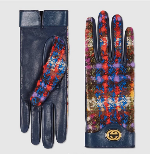 Gucci GG Laurel Embroidered Tulle Gloves in Black –