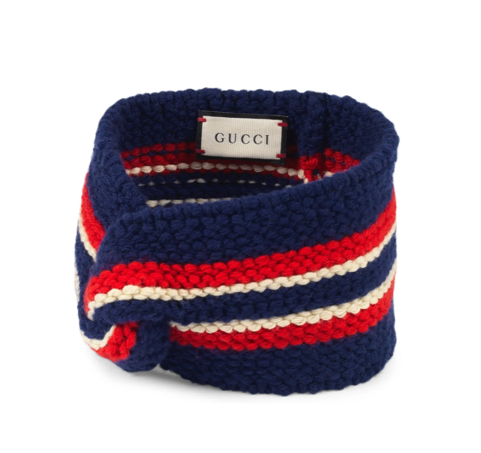 Krage Antagelse fragment Gucci Wool Blend Twist Headband In Navy and Red – Gavriel.us