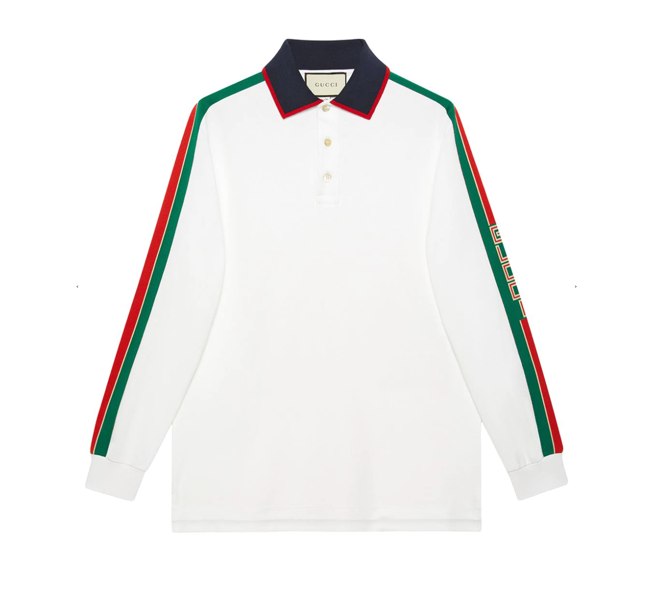 Gucci Web-stripe Detail Long Sleeve Polo in White – 