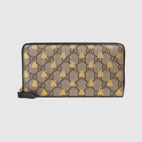 Gucci Bee Wallet in Gold and Canvas –