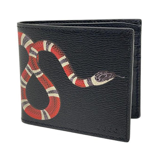 Gucci Black Kingsnake Print Leather Bifold Wallet Gavriel.us