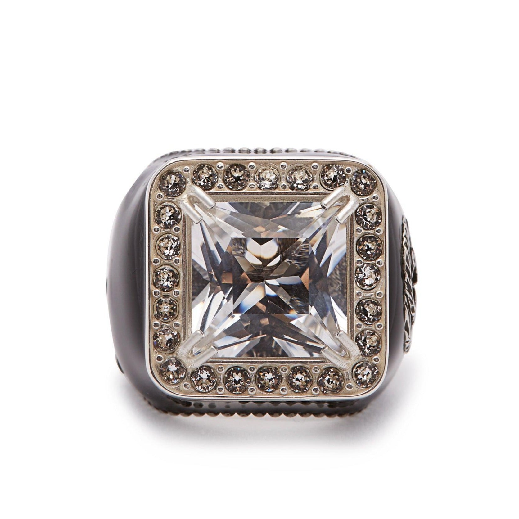 gucci crystal embellished signet ring