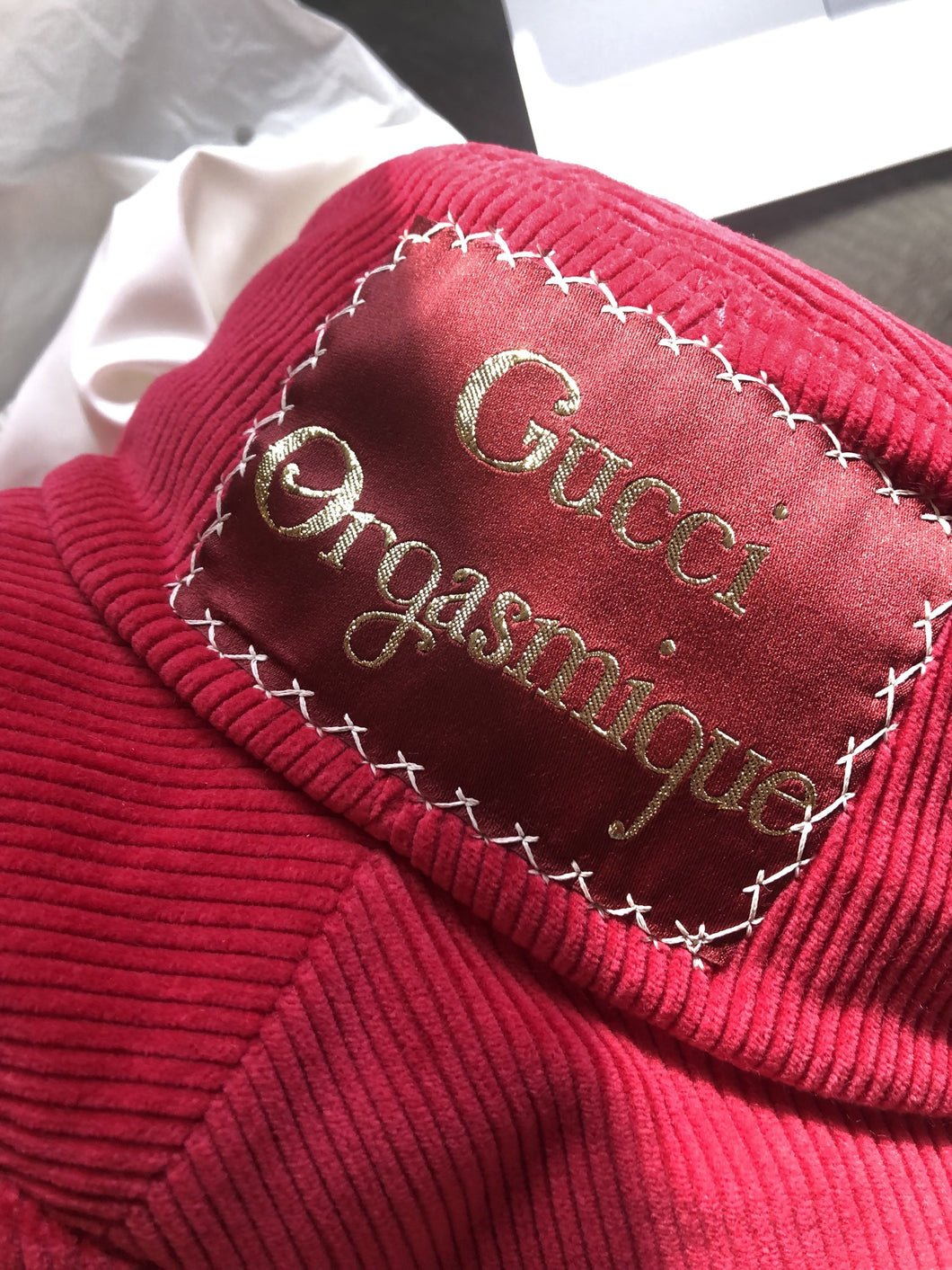 Gucci Red Corduroy Gucci Orgasmique Bucket Hat – 