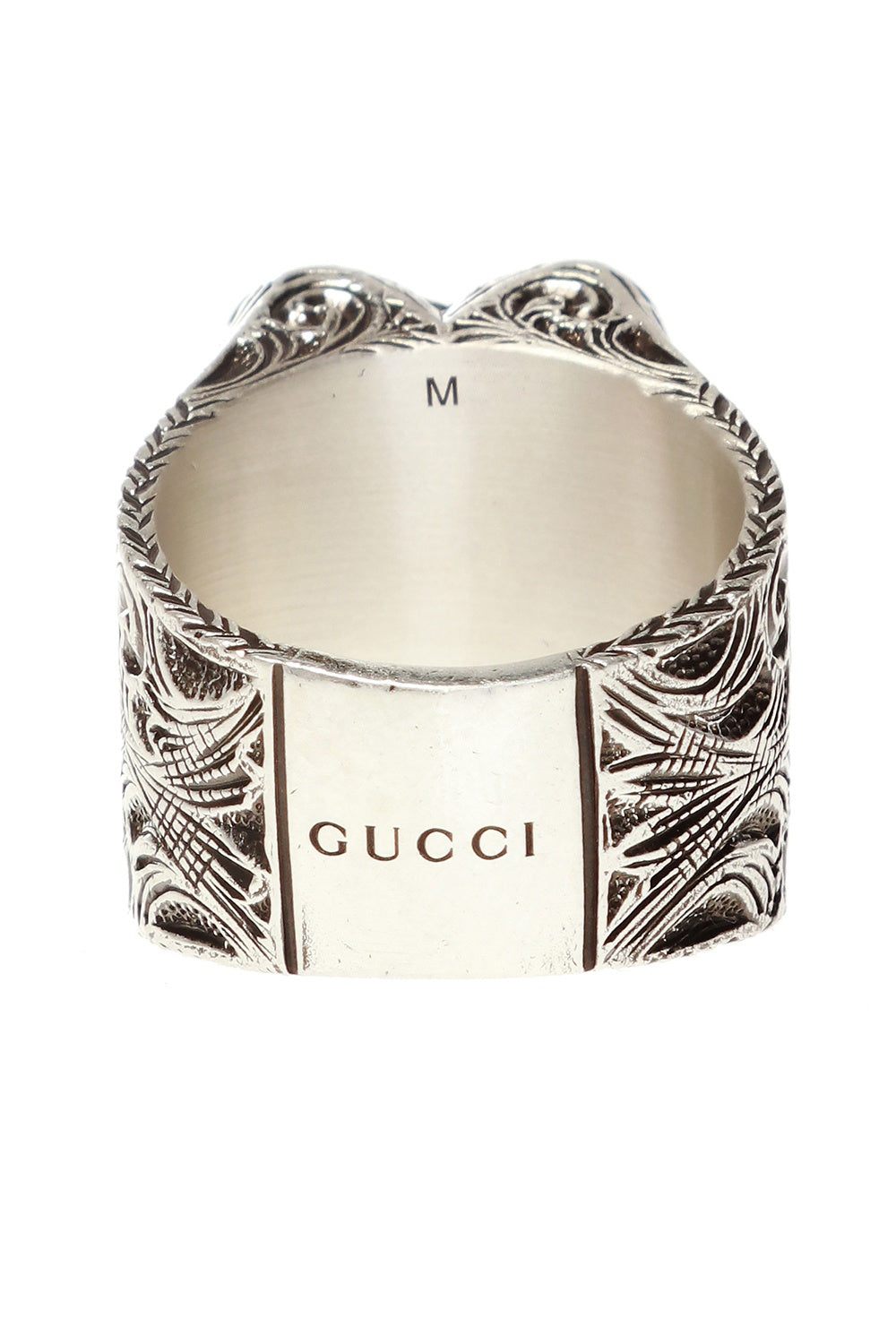 gucci silver ring with engraved heart