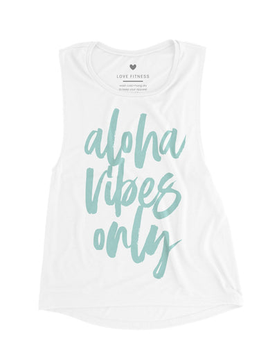 Aloha Vibes Only Muscles Tank - White