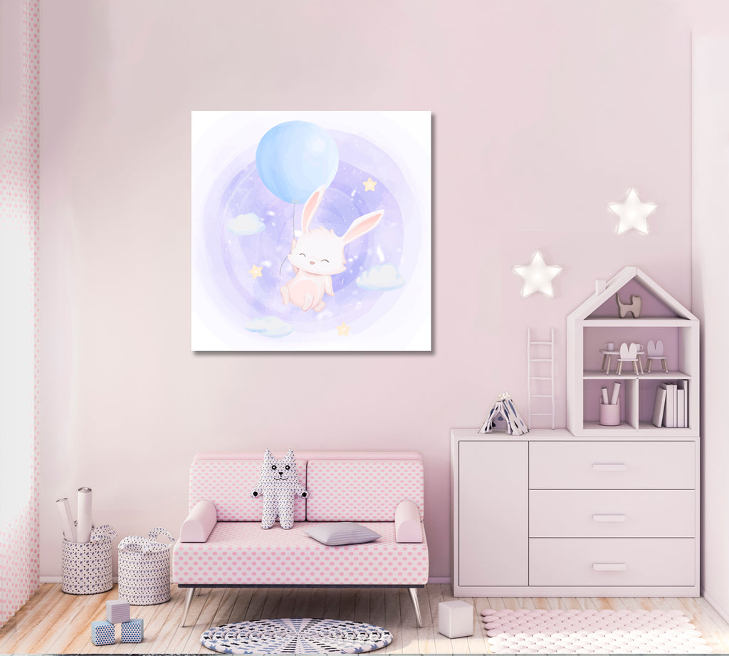 Rabbit with Balloon Canvas Print ArtLexy   