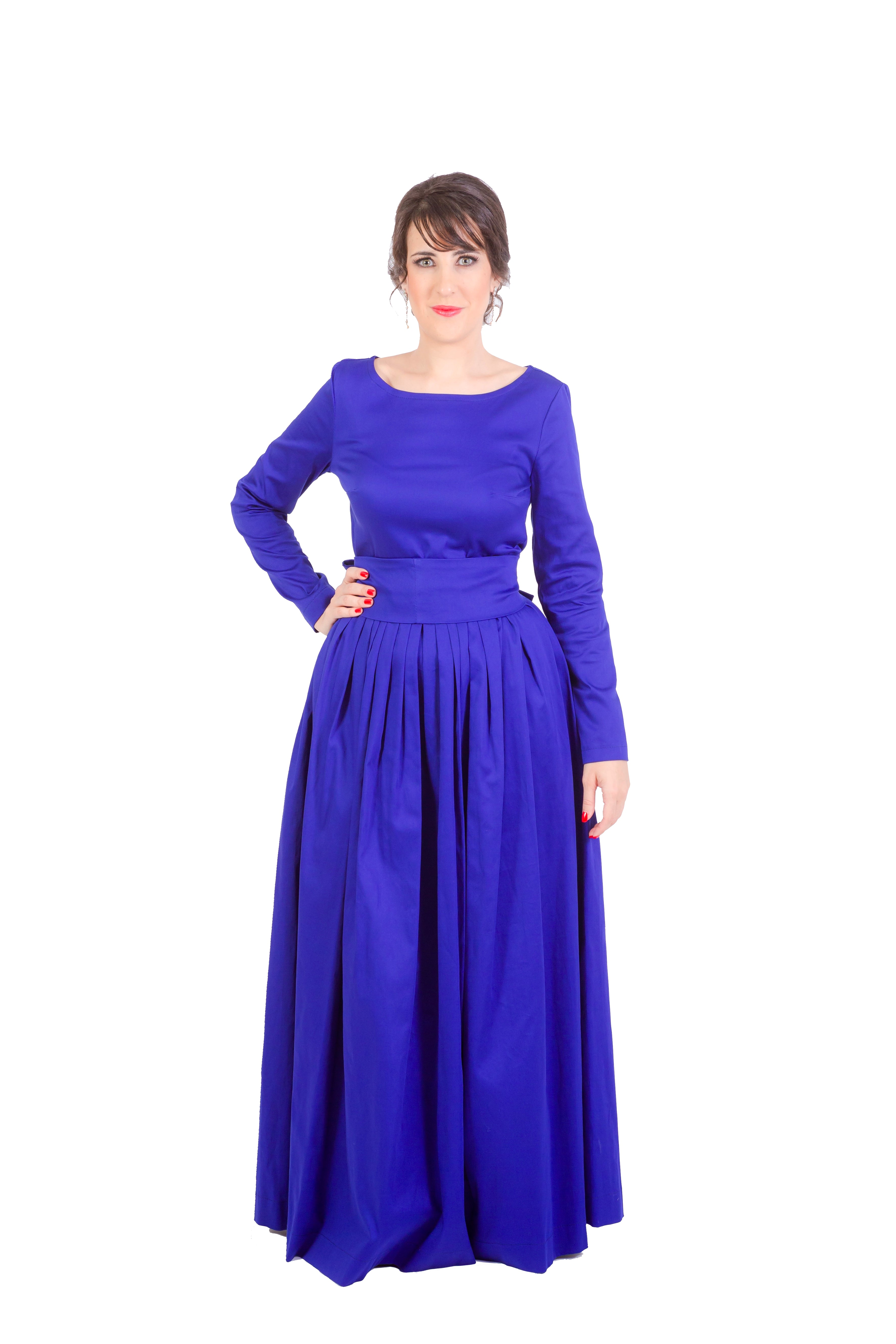 royal blue maxi dress with sleeves