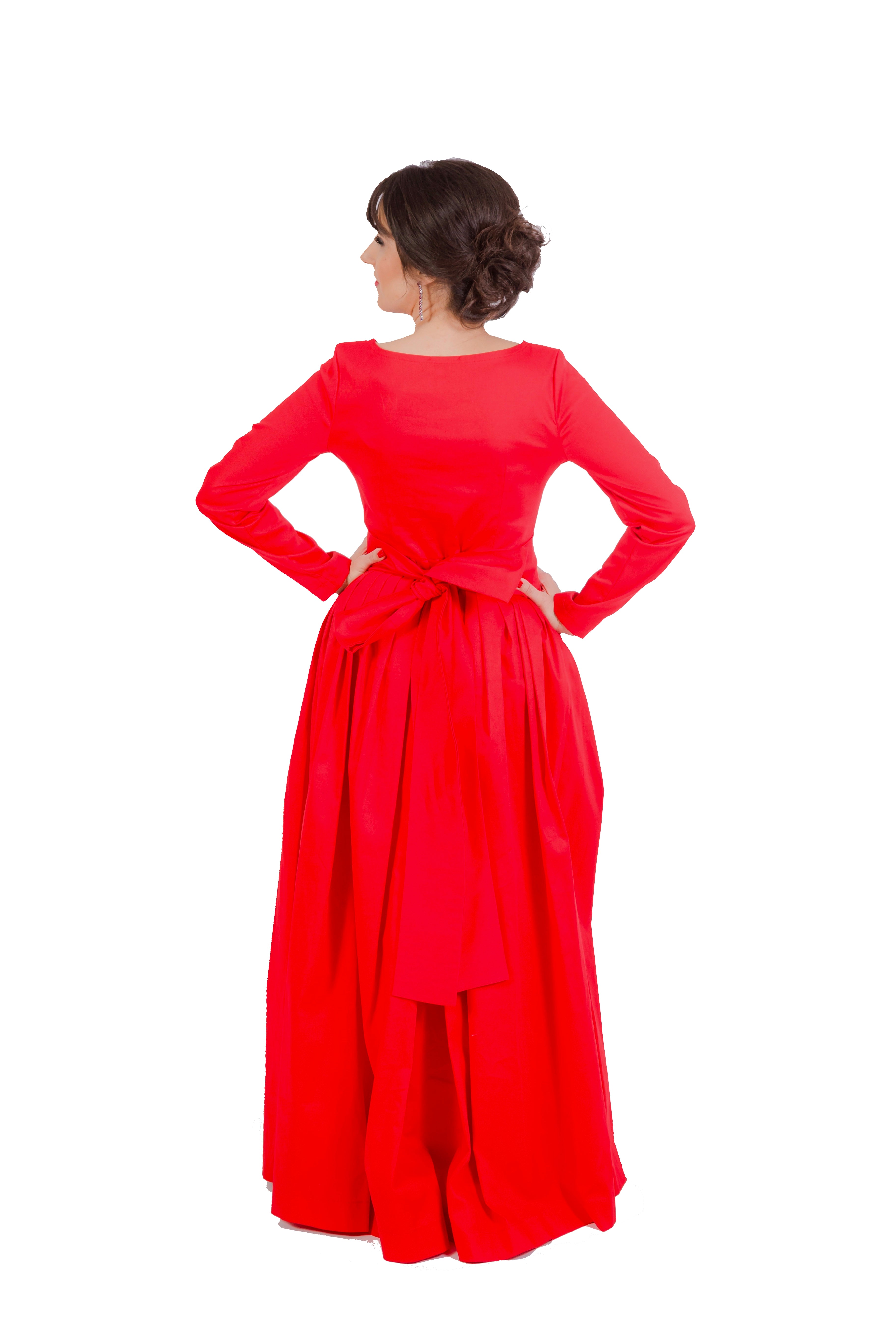 red cotton maxi dress