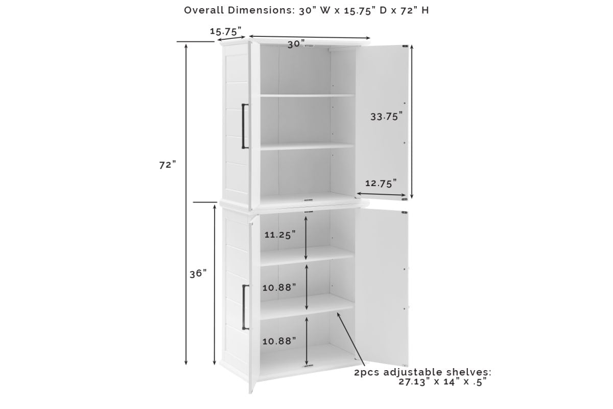 Bartlett Tall Storage Pantry - White – Kitchen Rendition