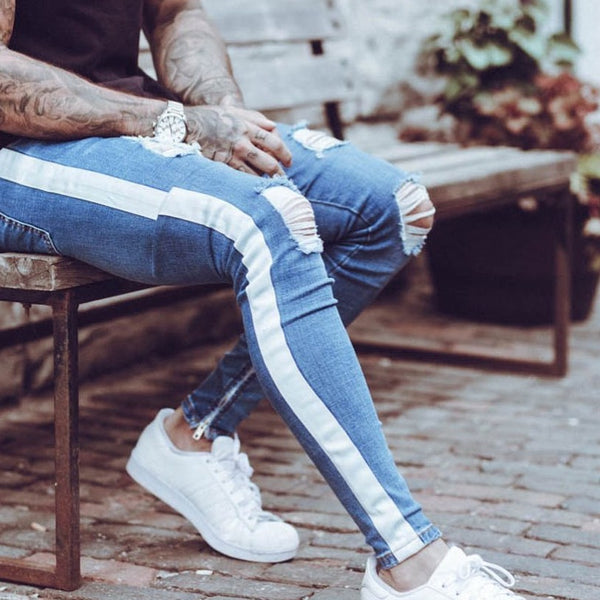 Side Stripe Contrast Bootcut Jeans – The Blue Acorn
