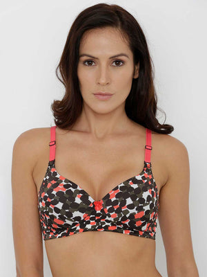 Women's Self Printed Moulded Padded Wired Balconette Bra
