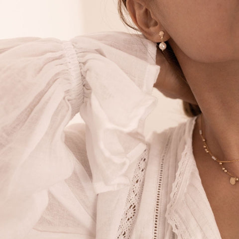 Seashell stud earrings with fresh water pearls pearl jewellery trends