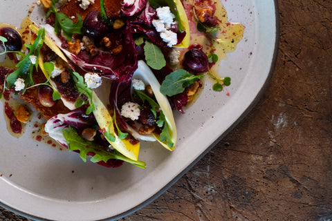 Chicken Paillard with Tri-Color Salad & Roasted Grape Vinaigrette ...