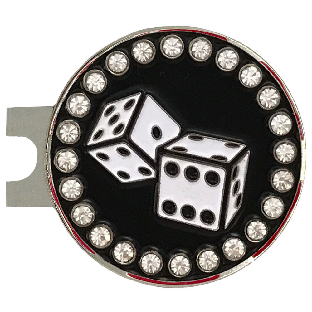 Eik stijfheid eenvoudig Bling White Dice Golf Ball Marker On A Poker Chip Shaped Hat Clip | Giggle  Golf