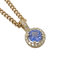 Load image into Gallery viewer, 9ct Yellow Gold Ceylon Sapphire and Diamond Pendant
