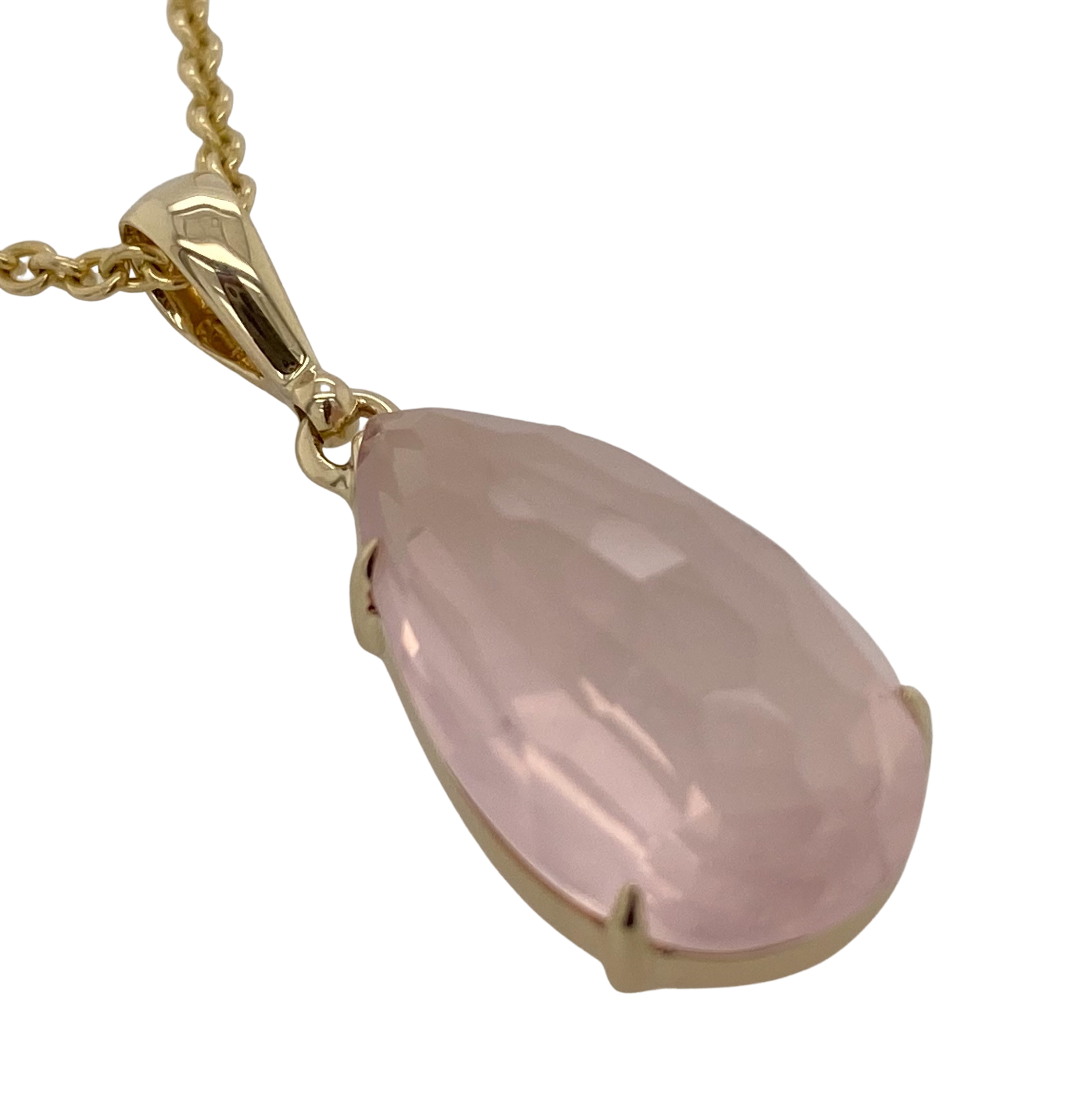 9ct gold rose quartz necklace