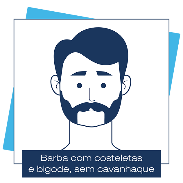 Desenho criado pela Dr. JONES mostra barba que mantém costeleta esquerda e direita e bigode, mas sem cavanhaque, em artigo sobre modelos de barba para cada formato de rosto.