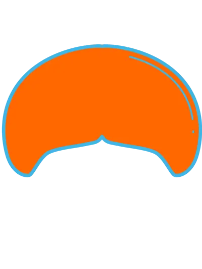 Imagem em laranja, de desenho estilizado de bigode tipo 'leão marinho'.