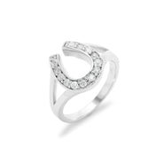Sterling Silver Cubic Zirconia Lucky Horseshoe Ring