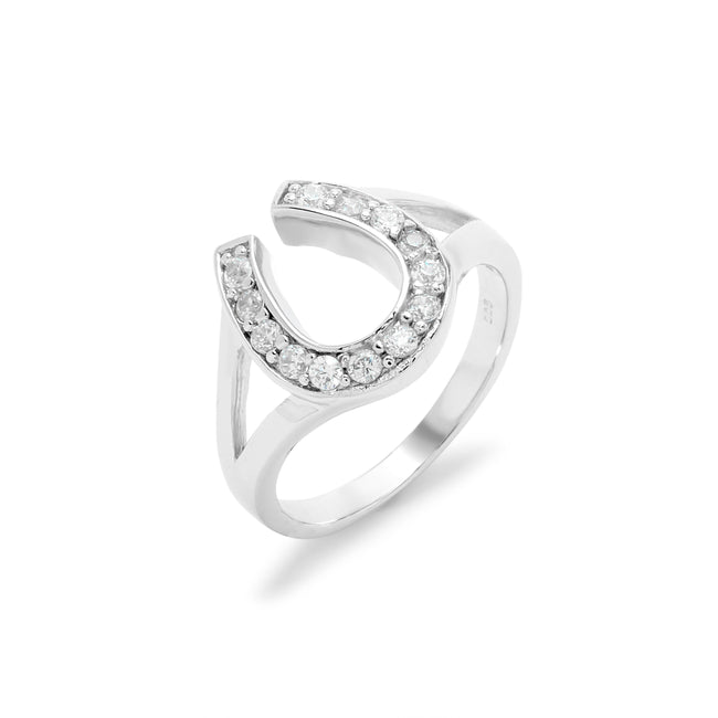 Designer Style Sterling Silver Lucky Horseshoe Ring