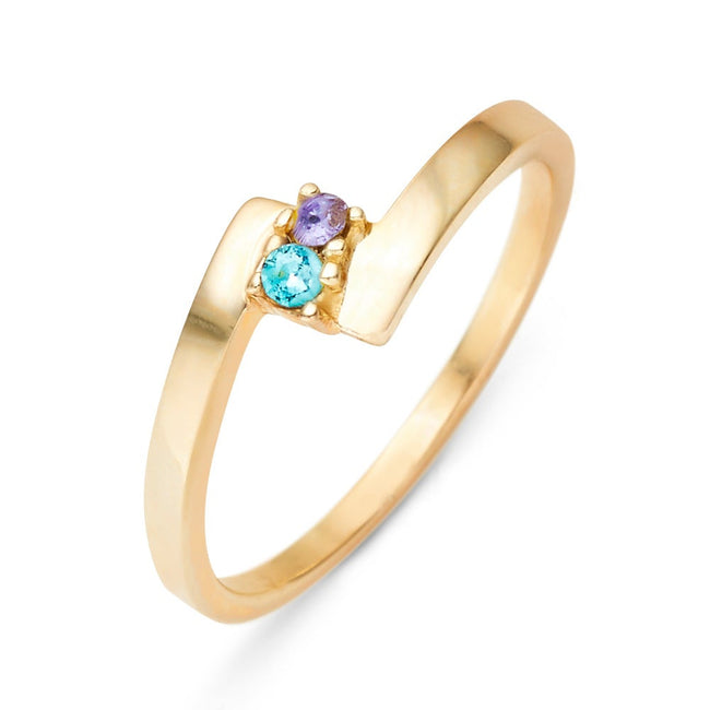 2 Stone Gold Bypass Ring