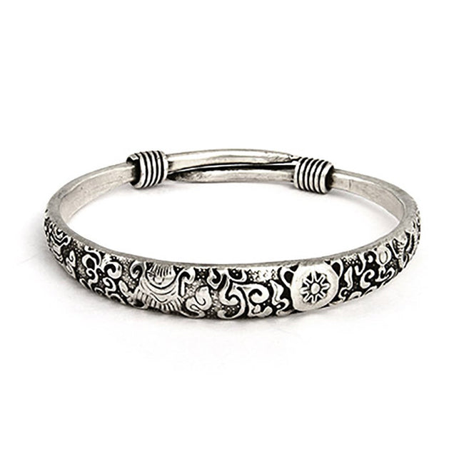 Elaborate Scrollwork Design Bali Bangle Bracelet