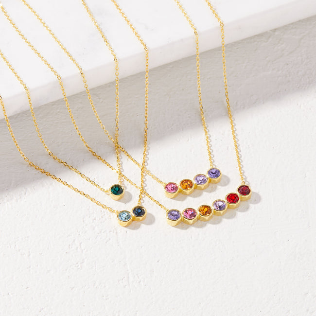 6 Stone Birthstone Bezel Set Gold Necklace