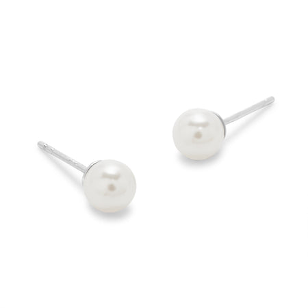 6mm White Freshwater Pearl Stud Earrings | Eve's Addiction® | Eve's ...