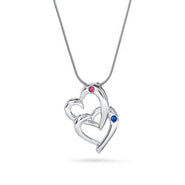 Double Hearts Austrian Crystal Couples Birthstone Pendant